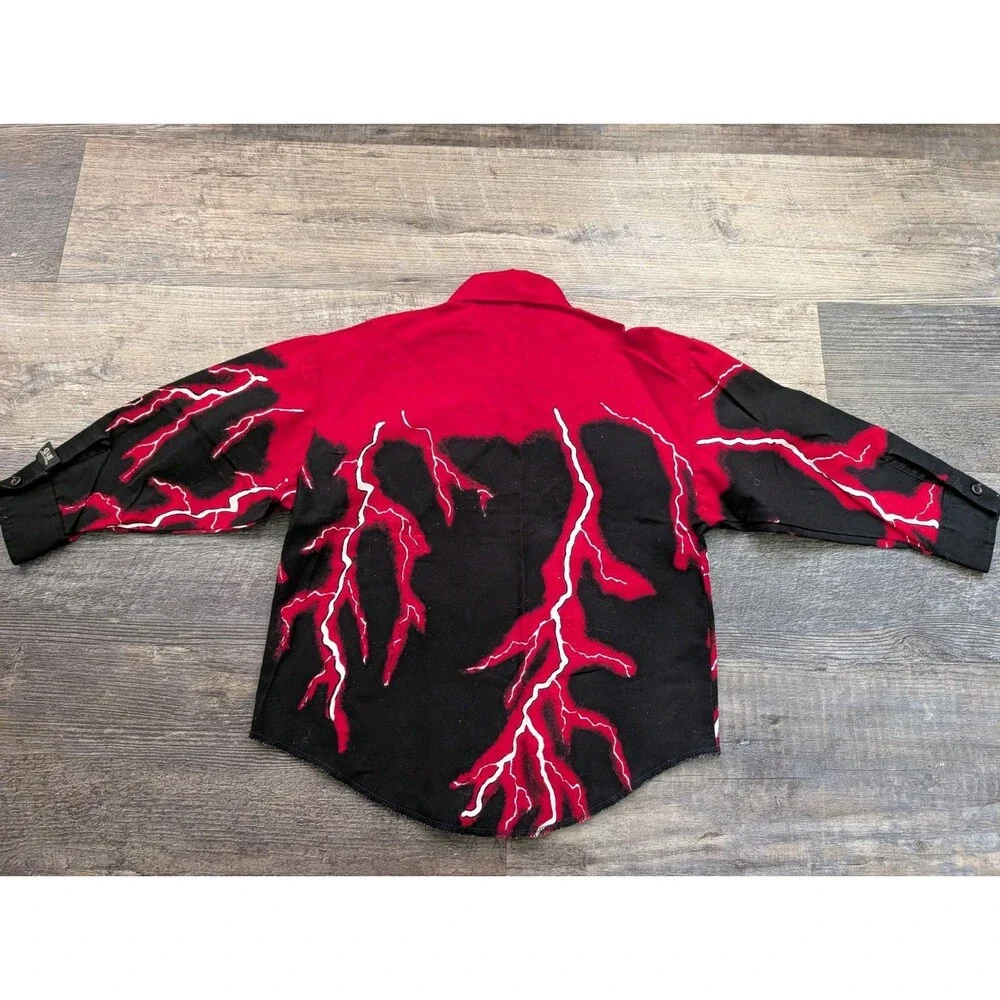 Vintage Brooks & Dunn Kids Shirt Small Panhandle Slim Red Black Lightning USA